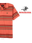 Polo WINCHESTER READY1 rayé corail bordeaux en coton