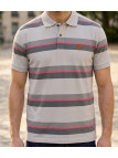 Polo WINCHESTER RECORD1 gris et rose en coton pour homme