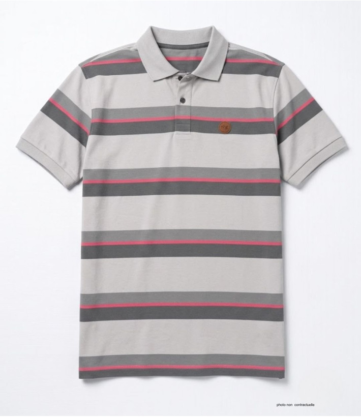 Polo WINCHESTER RECORD1 gris et rose en coton pour homme