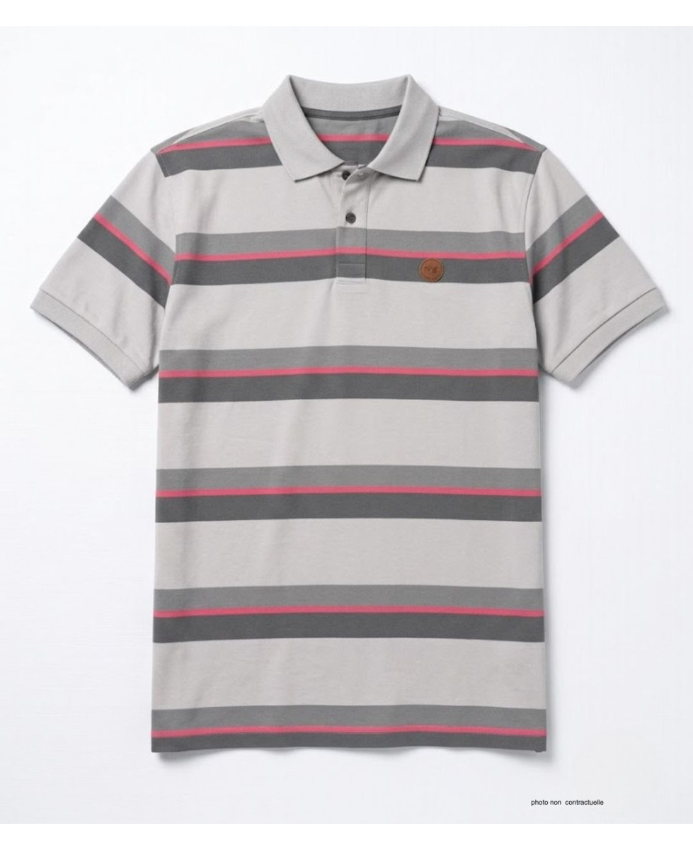 Polo WINCHESTER RECORD1 gris et rose en coton pour homme