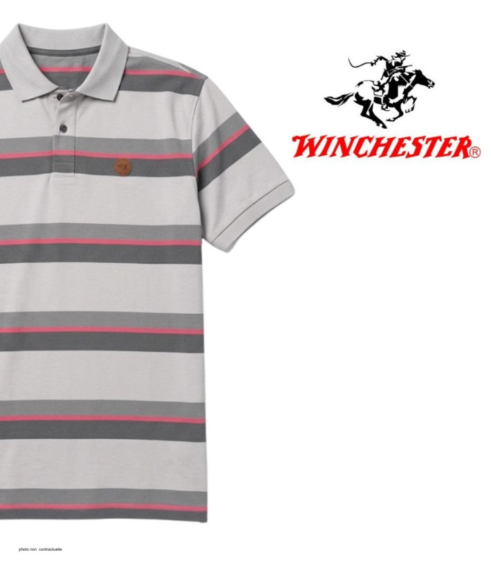 Polo WINCHESTER RECORD1 gris et rose en coton pour homme