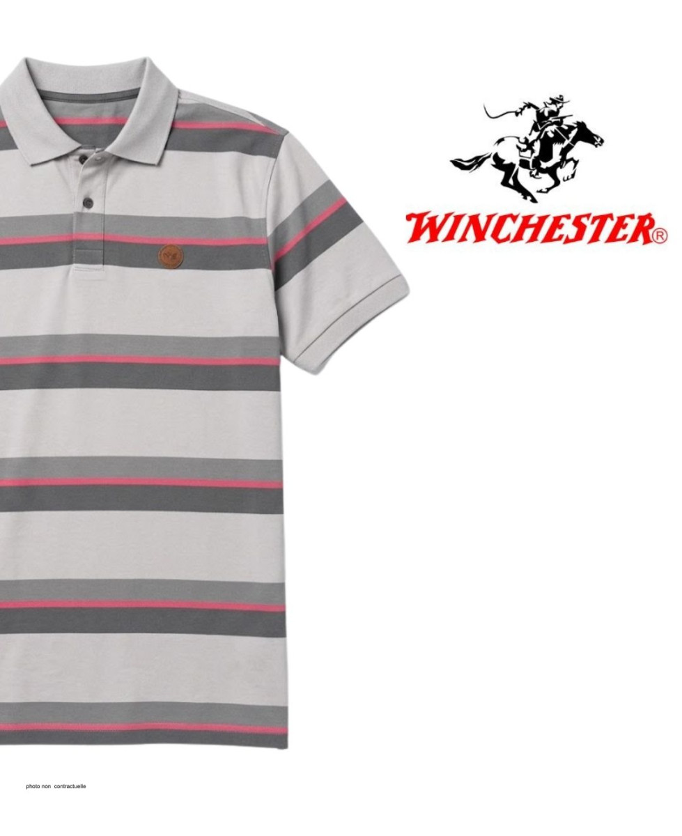 Polo WINCHESTER RECORD1 gris et rose en coton pour homme