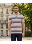 Polo WINCHESTER RECORD1 gris et rose en coton pour homme