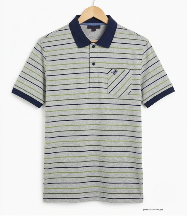 Polo WINCHESTER REGENT2 gris vert en coton jersey avec poche