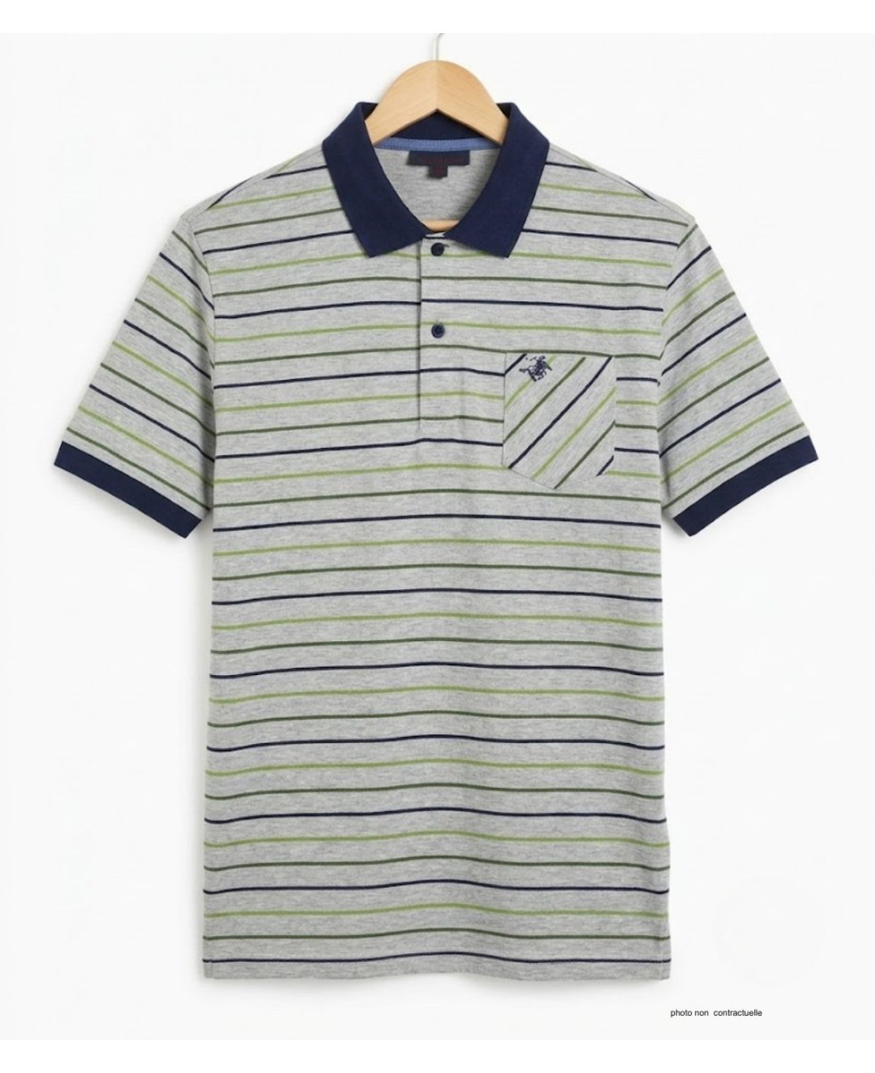 Polo WINCHESTER REGENT2 gris vert en coton jersey avec poche