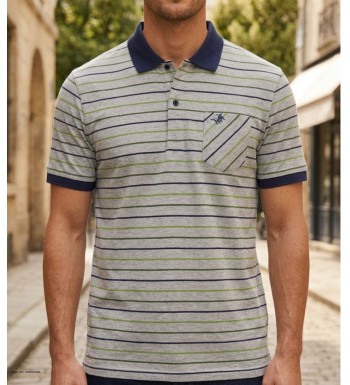 Polo WINCHESTER REGENT2 gris vert en coton jersey avec poche