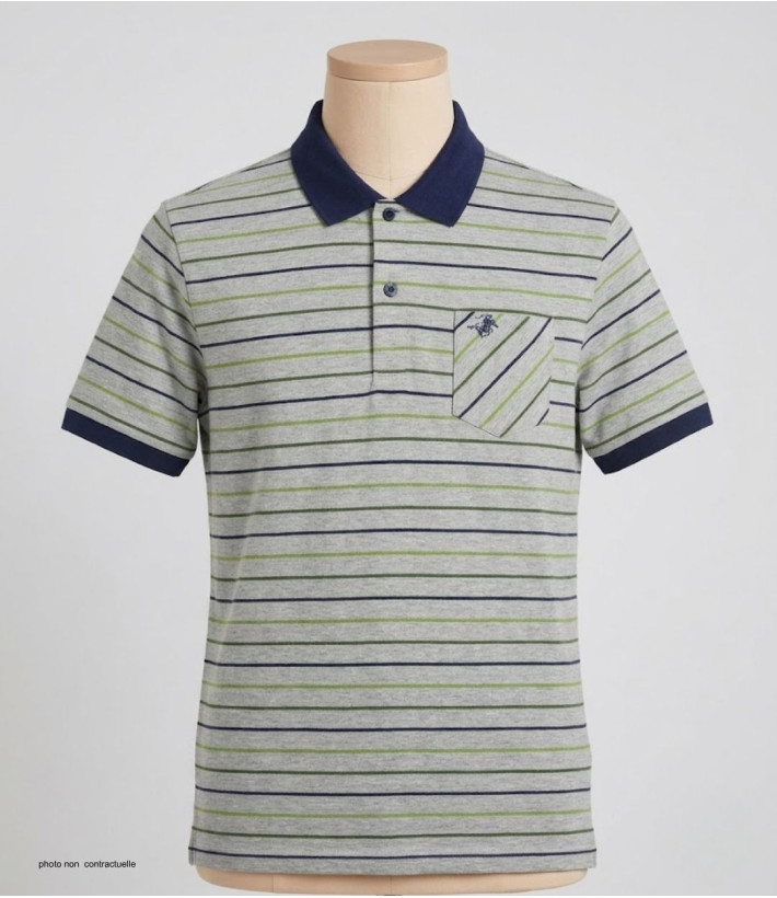 Polo WINCHESTER REGENT2 gris vert en coton jersey avec poche