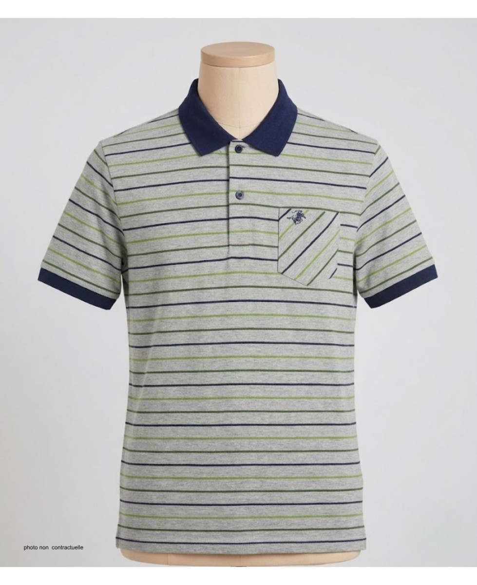 Polo WINCHESTER REGENT2 gris vert en coton jersey avec poche