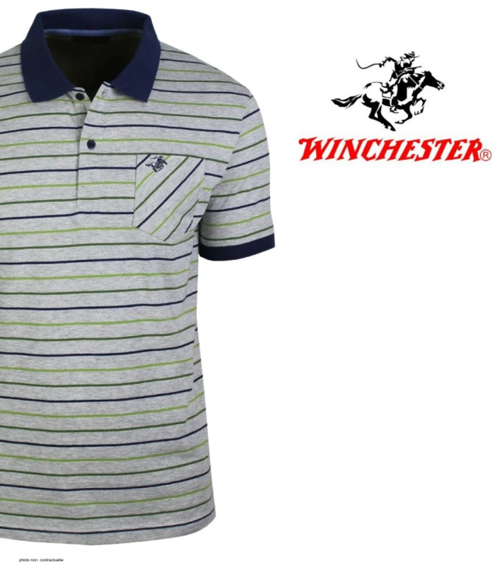 Polo WINCHESTER REGENT2 gris vert en coton jersey avec poche