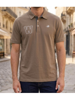 Polo WINCHESTER RIDER3 beige en coton finitions chambray