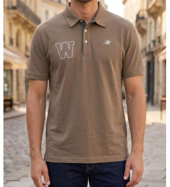 Polo WINCHESTER RIDER3 beige en coton finitions chambray