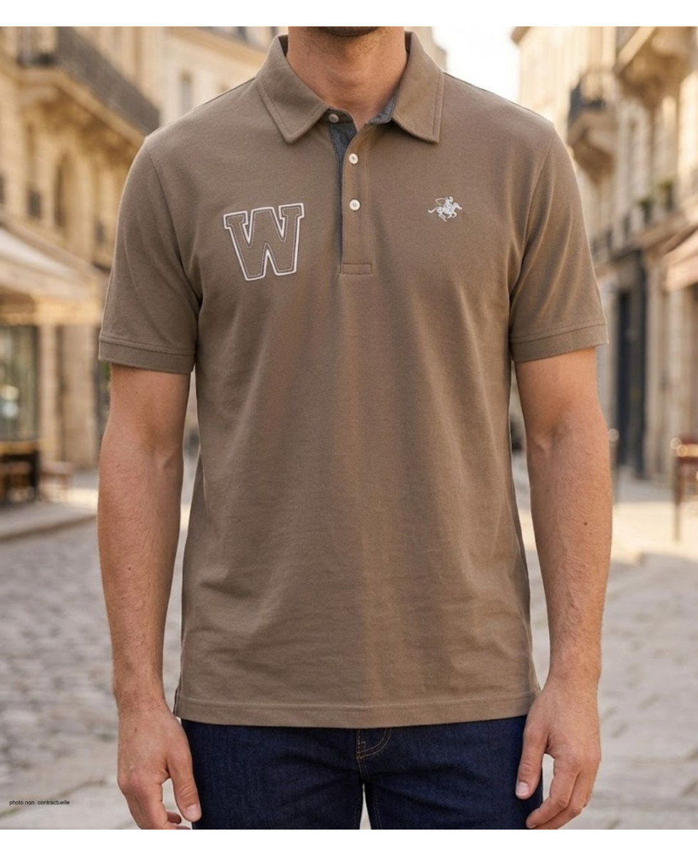 Polo WINCHESTER RIDER3 beige en coton finitions chambray