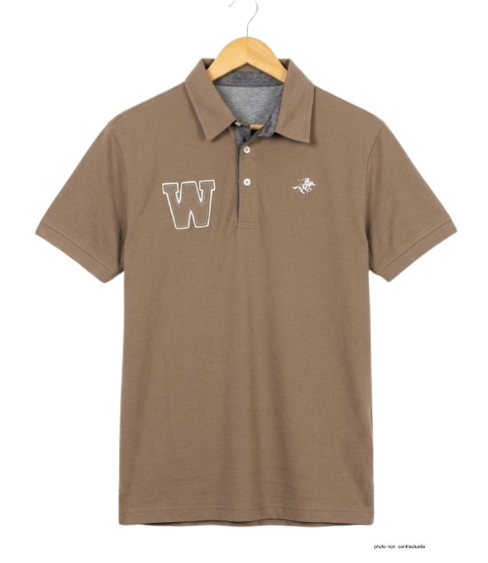Polo WINCHESTER RIDER3 beige en coton finitions chambray