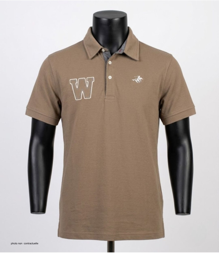 Polo WINCHESTER RIDER3 beige en coton finitions chambray