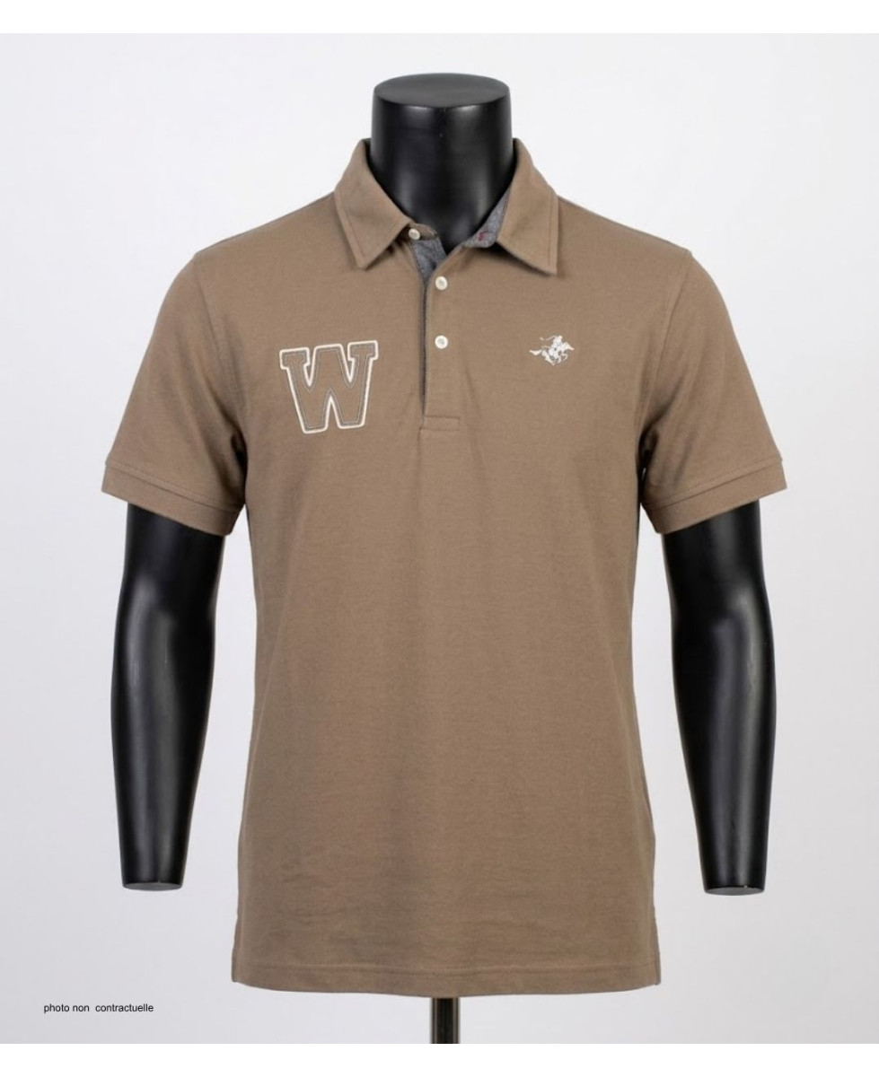 Polo WINCHESTER RIDER3 beige en coton finitions chambray