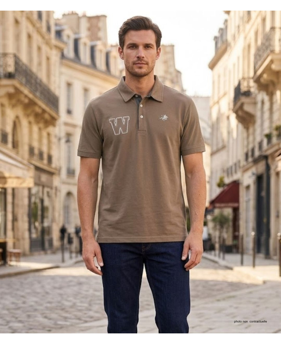 Polo WINCHESTER RIDER3 beige en coton finitions chambray