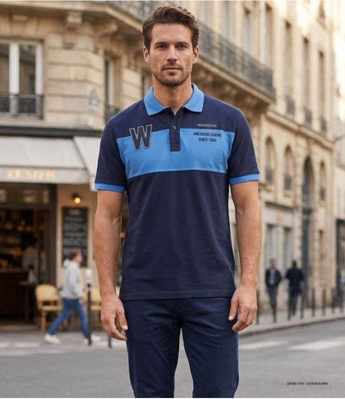WINCHESTER ROADSTER1 : Polo Homme Marine Chic en Coton Piqué