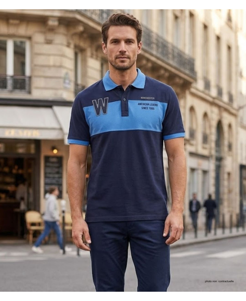 WINCHESTER ROADSTER1 : Polo Homme Marine Chic en Coton Piqué