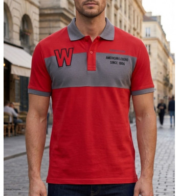 WINCHESTER ROADSTER2 : Polo Homme Rouge Casual en Coton Piqué