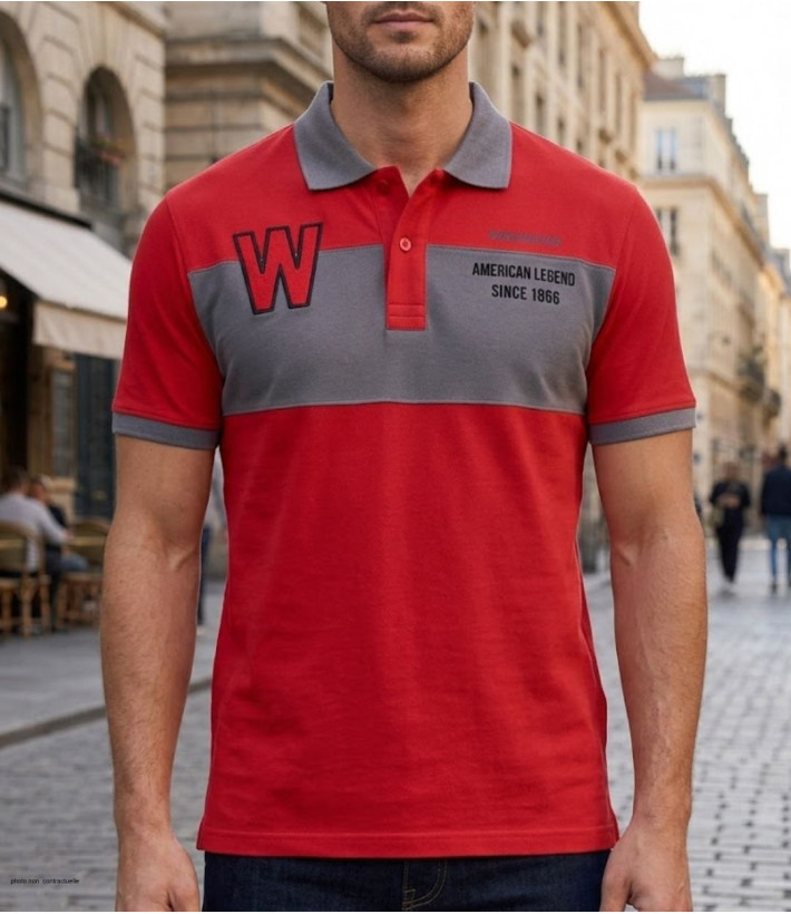 WINCHESTER ROADSTER2 : Polo Homme Rouge Casual en Coton Piqué