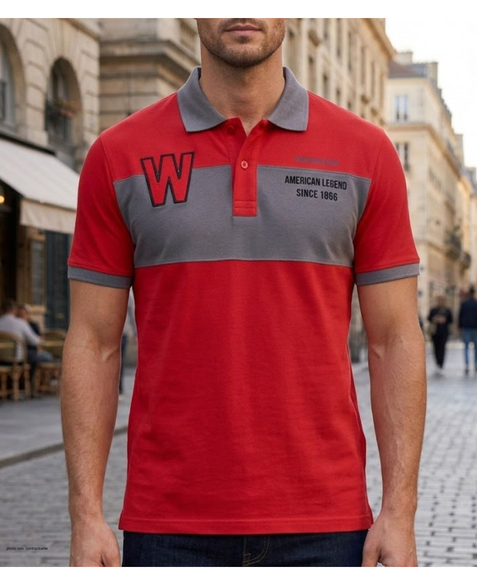 WINCHESTER ROADSTER2 : Polo Homme Rouge Casual en Coton Piqué