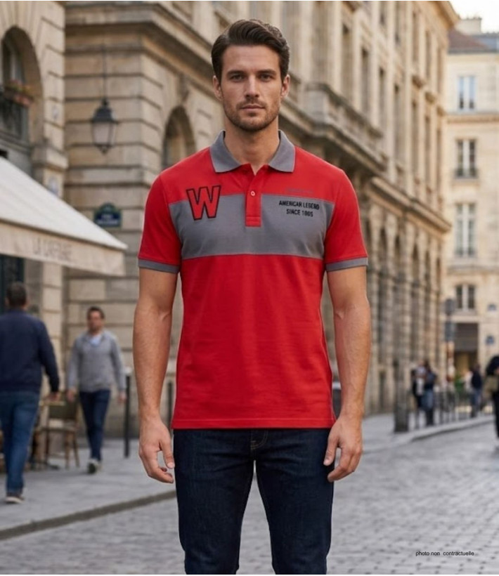 WINCHESTER ROADSTER2 : Polo Homme Rouge Casual en Coton Piqué
