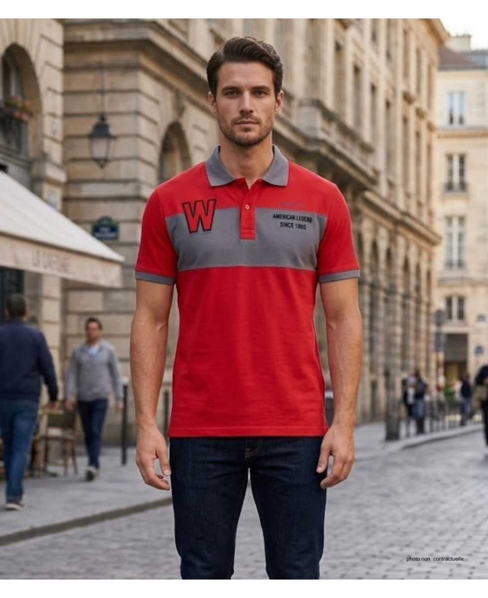 WINCHESTER ROADSTER2 : Polo Homme Rouge Casual en Coton Piqué