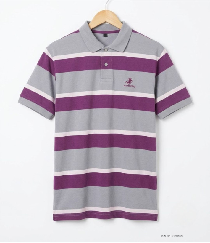 WINCHESTER ROBIN1G : Polo Homme Gris Rayé en Pur Coton