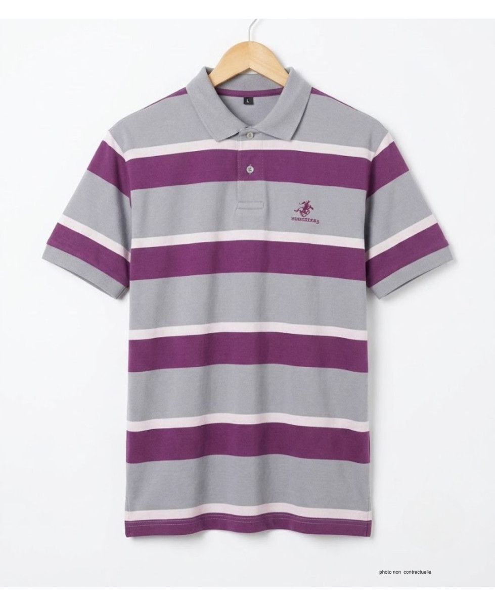 WINCHESTER ROBIN1G : Polo Homme Gris Rayé en Pur Coton