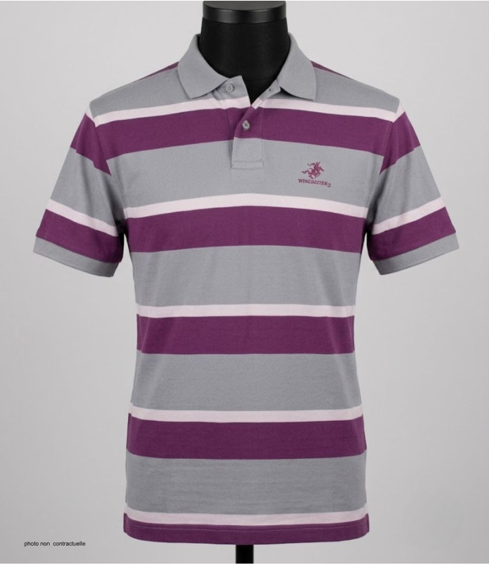 WINCHESTER ROBIN1G : Polo Homme Gris Rayé en Pur Coton