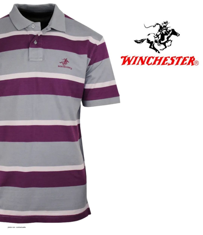 WINCHESTER ROBIN1G : Polo Homme Gris Rayé en Pur Coton