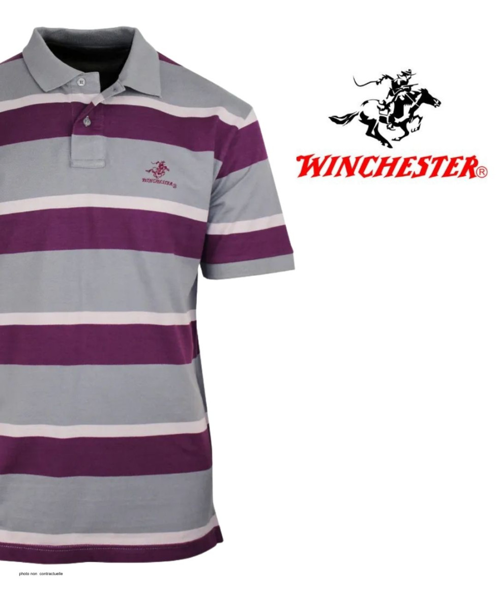 WINCHESTER ROBIN1G : Polo Homme Gris Rayé en Pur Coton