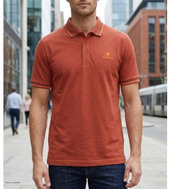 WINCHESTER ROGAN2 : Polo Homme Orange Rouille en Coton Piqué