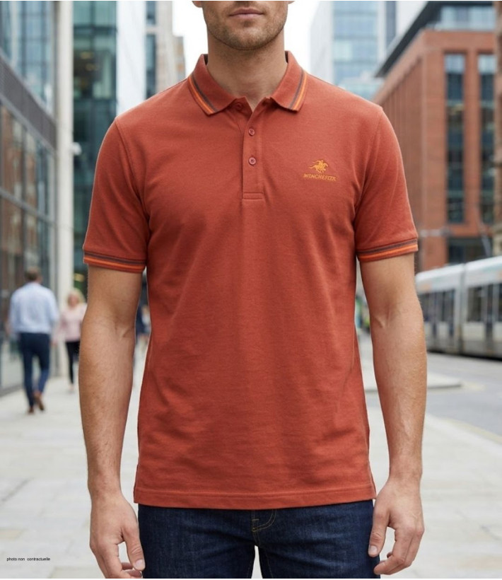 WINCHESTER ROGAN2 : Polo Homme Orange Rouille en Coton Piqué