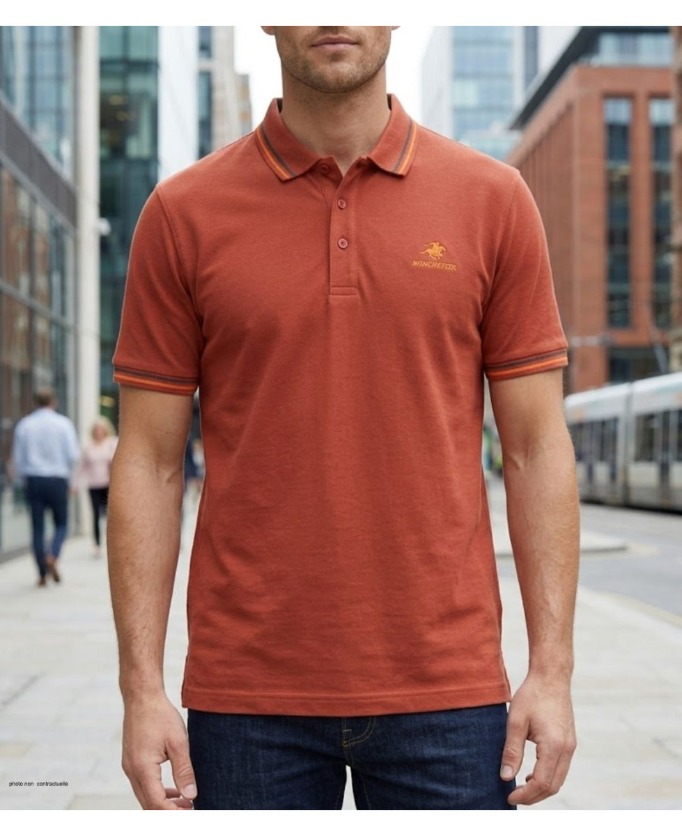 WINCHESTER ROGAN2 : Polo Homme Orange Rouille en Coton Piqué