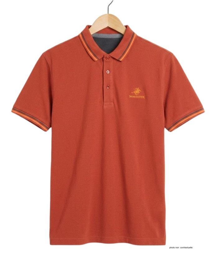 WINCHESTER ROGAN2 : Polo Homme Orange Rouille en Coton Piqué