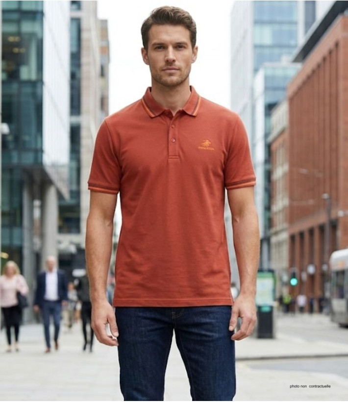 WINCHESTER ROGAN2 : Polo Homme Orange Rouille en Coton Piqué