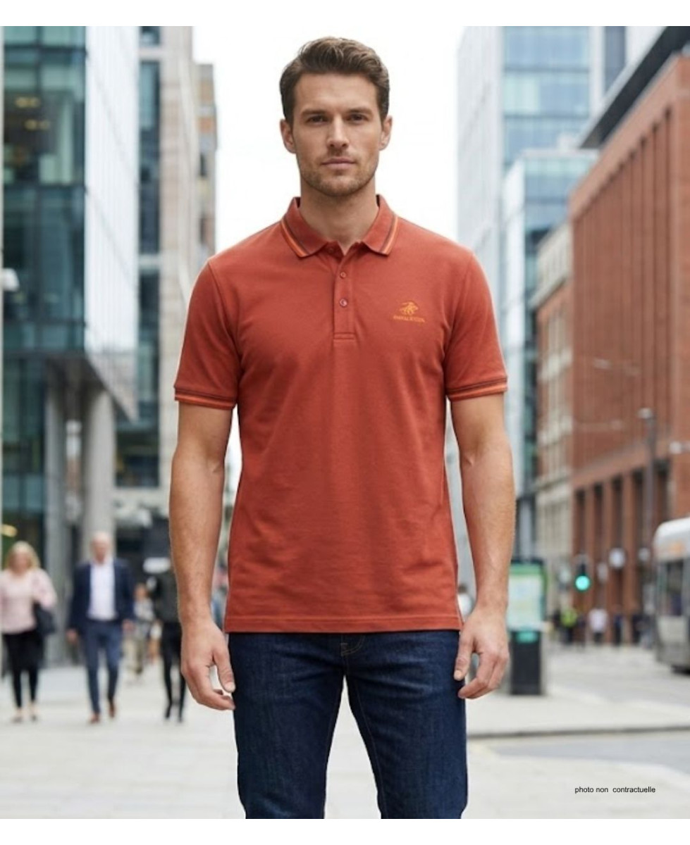 WINCHESTER ROGAN2 : Polo Homme Orange Rouille en Coton Piqué