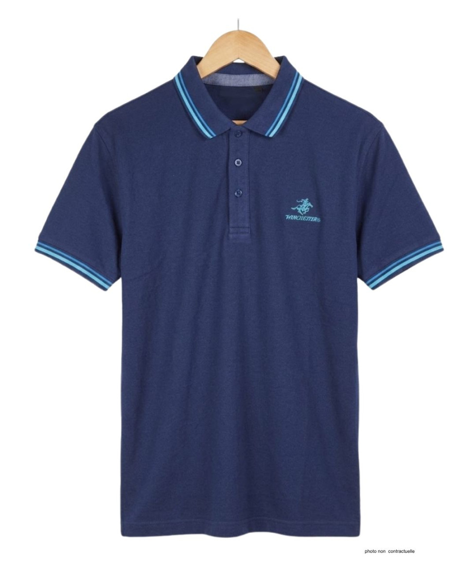 WINCHESTER ROGAN3 : Polo manches courtes bleu marine chic