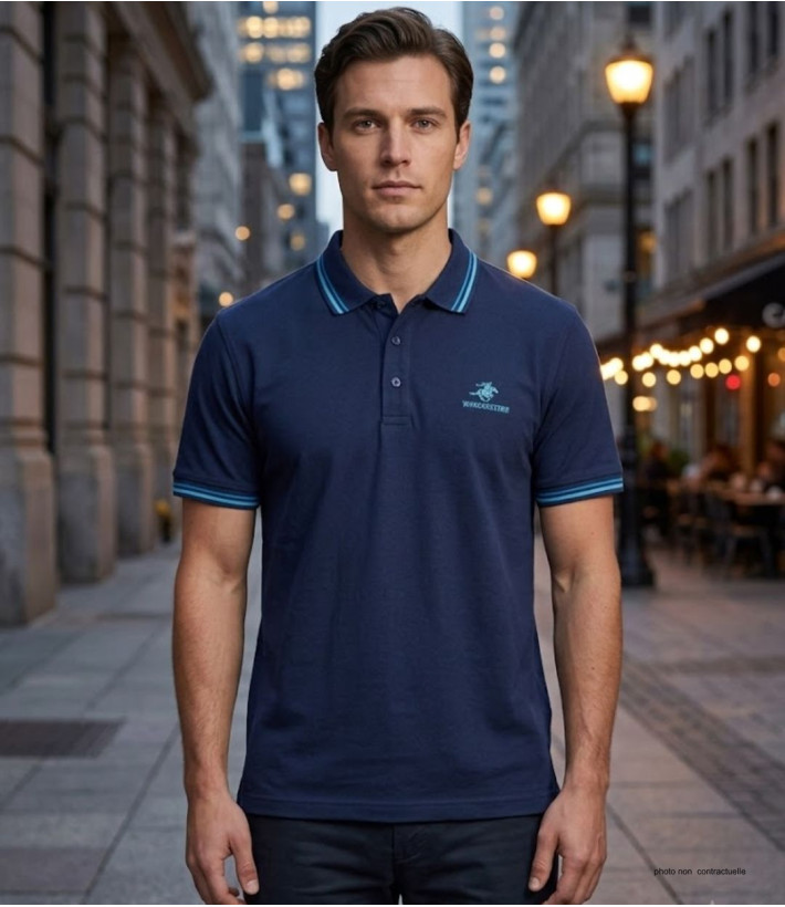 WINCHESTER ROGAN3 : Polo manches courtes bleu marine chic