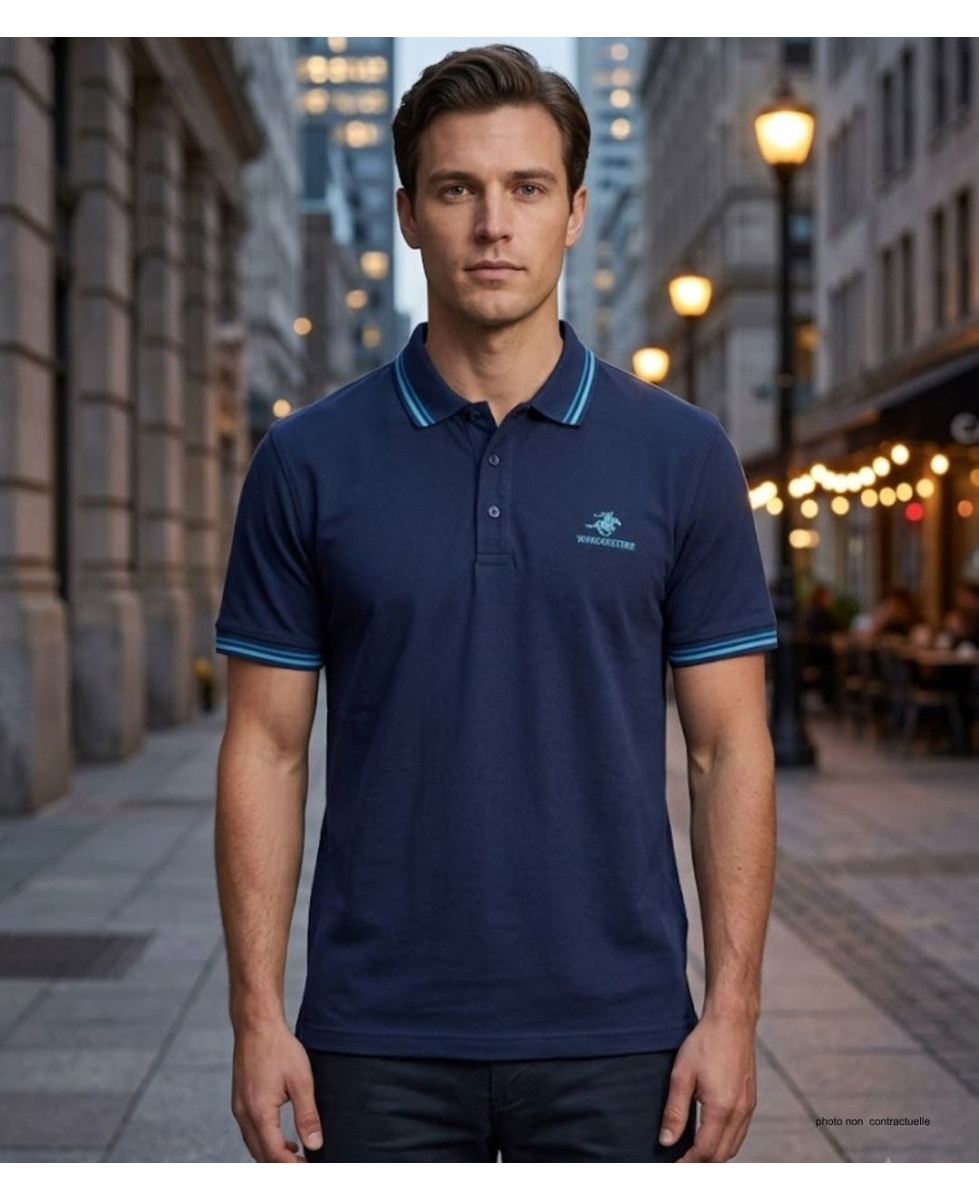 WINCHESTER ROGAN3 : Polo manches courtes bleu marine chic