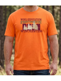 Tee-shirt manches courtes pour homme orange en coton jersey avec sérigraphie poitrine modèle Selwin2 Winchester.