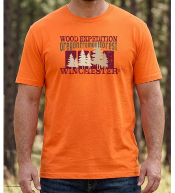 Tee-shirt manches courtes pour homme orange en coton jersey avec sérigraphie poitrine modèle Selwin2 Winchester.