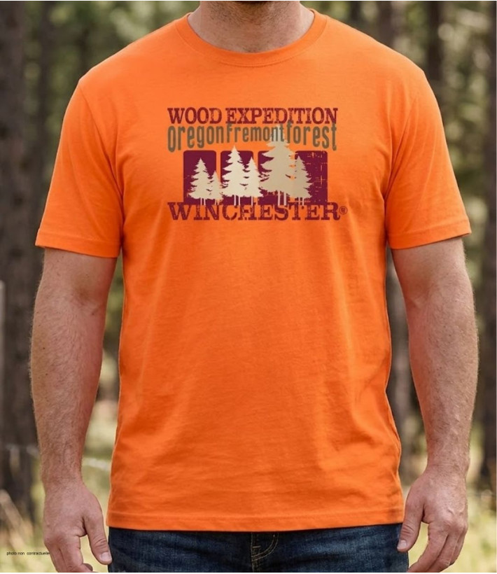 Tee-shirt manches courtes pour homme orange en coton jersey avec sérigraphie poitrine modèle Selwin2 Winchester.