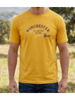 Tee-shirt manches courtes pour homme jaune en pur coton avec sérigraphie poitrine modèle SHOOTER1 Winchester.
