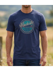 Tee-shirt à manches courtes pour homme bleu marine en coton jersey avec sérigraphie poitrine modèle SILVAN2 Winchester.