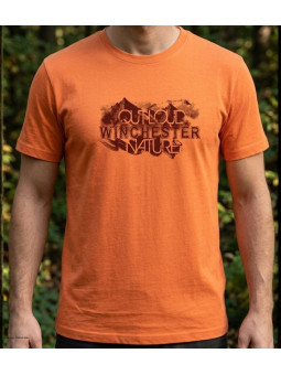 Tee-shirt manches courtes pour homme orange en coton jersey avec sérigraphie poitrine modèle STANLEY1 Winchester.