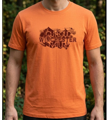 Tee-shirt manches courtes pour homme orange en coton jersey avec sérigraphie poitrine modèle STANLEY1 Winchester.
