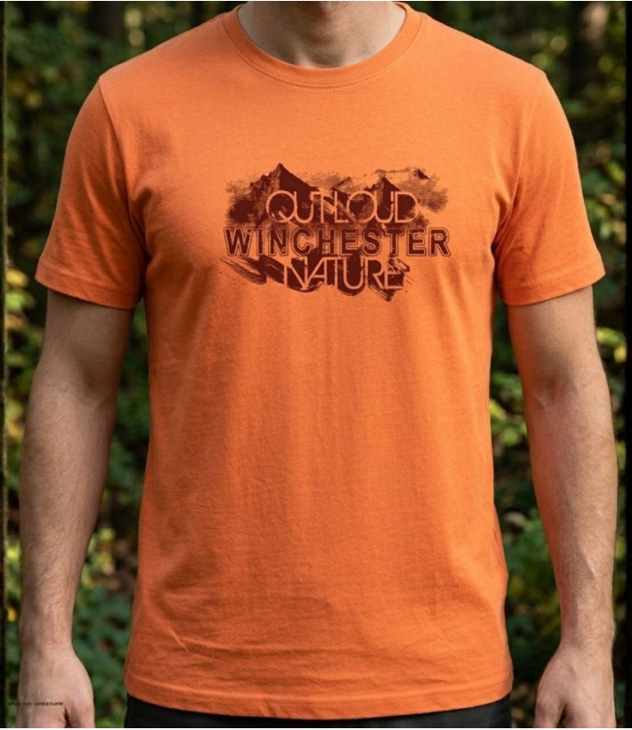 Tee-shirt manches courtes pour homme orange en coton jersey avec sérigraphie poitrine modèle STANLEY1 Winchester.
