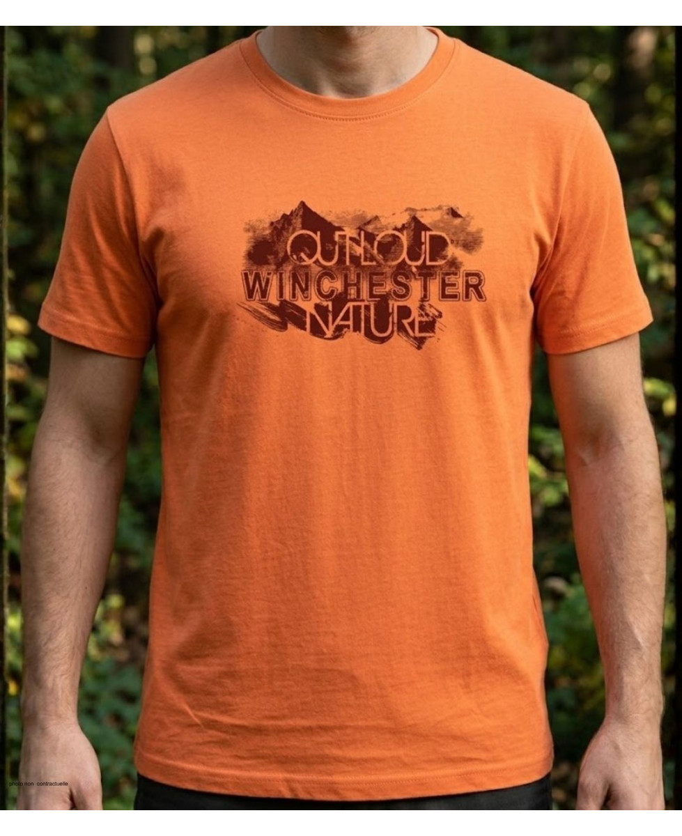 Tee-shirt manches courtes pour homme orange en coton jersey avec sérigraphie poitrine modèle STANLEY1 Winchester.